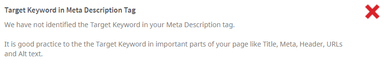 Target Keywords in Meta Description Tag